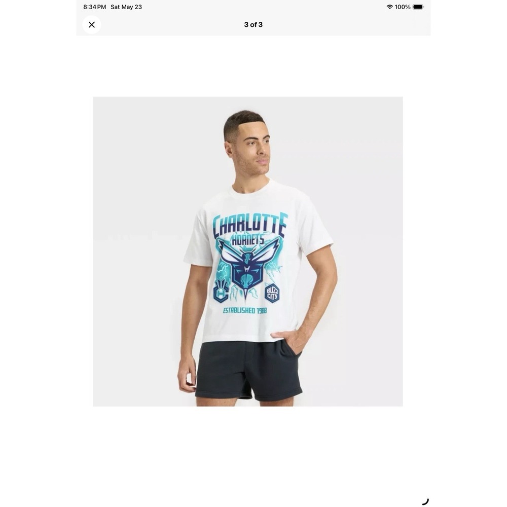 Charlotte Hornets Men's NBA T-Shirt 100% Cotton Crew Neck Buzz City 1988